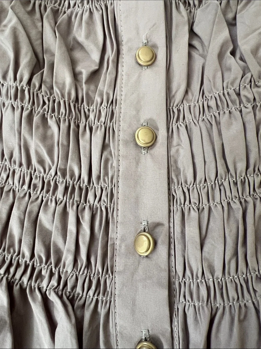 Nekane NWT Sample Smocked Camisole Top Medium Mauve Gold Metallic Hem Spain